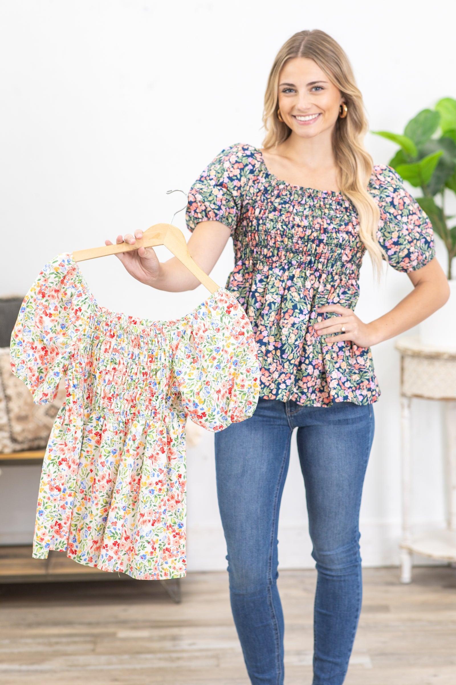 Floral Print Peplum Woven Top Product Image