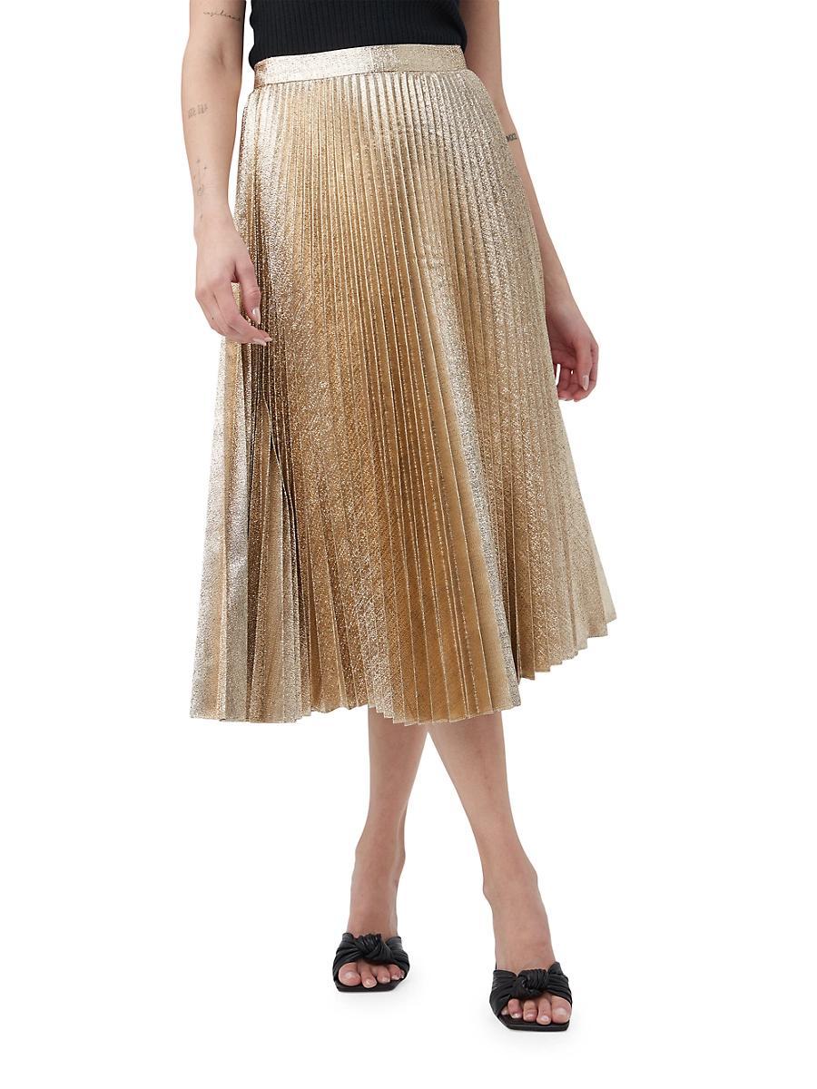 Womens Faye Metallic Pleated Midi-Skirt Product Image