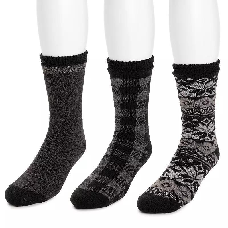 Mens MUK LUKS 3-Pair Fleeced Layered Socks Product Image