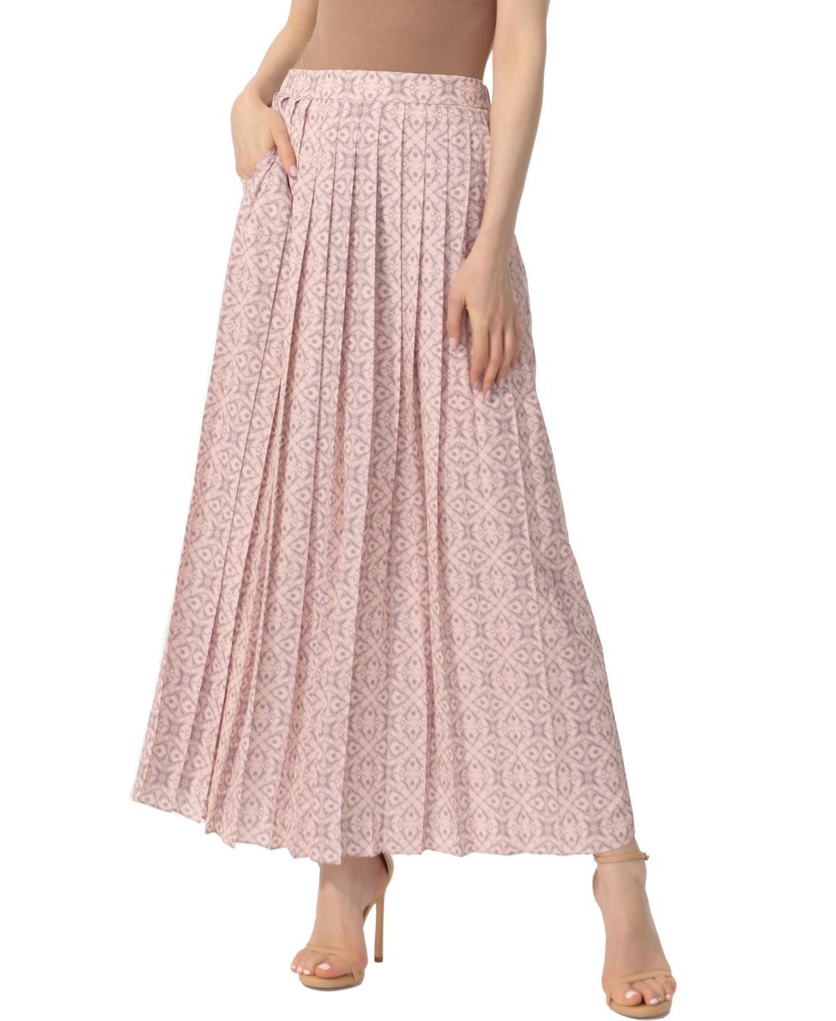 Kimi & Kai Women's Print Box Pleat Maxi Skirt in Purple Pink at Nordstrom, Size X-Large Product Image