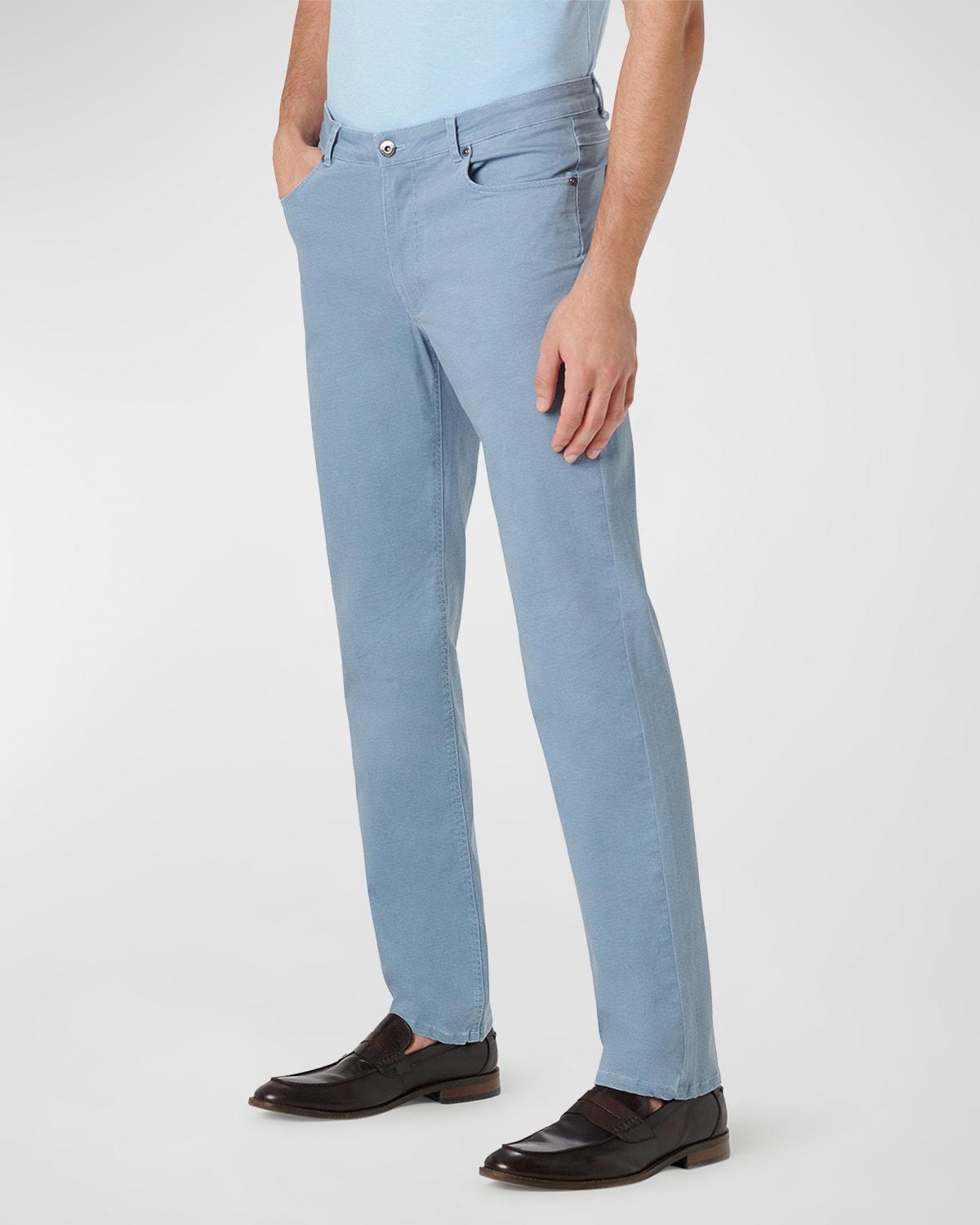 Mens Stretch Cotton-Blend Straight-Leg Pants Product Image