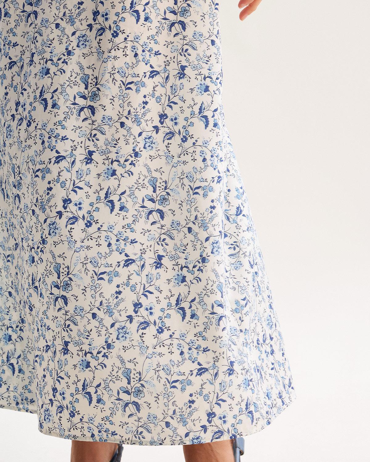 Blue Floral Slip Maxi Dress Product Image