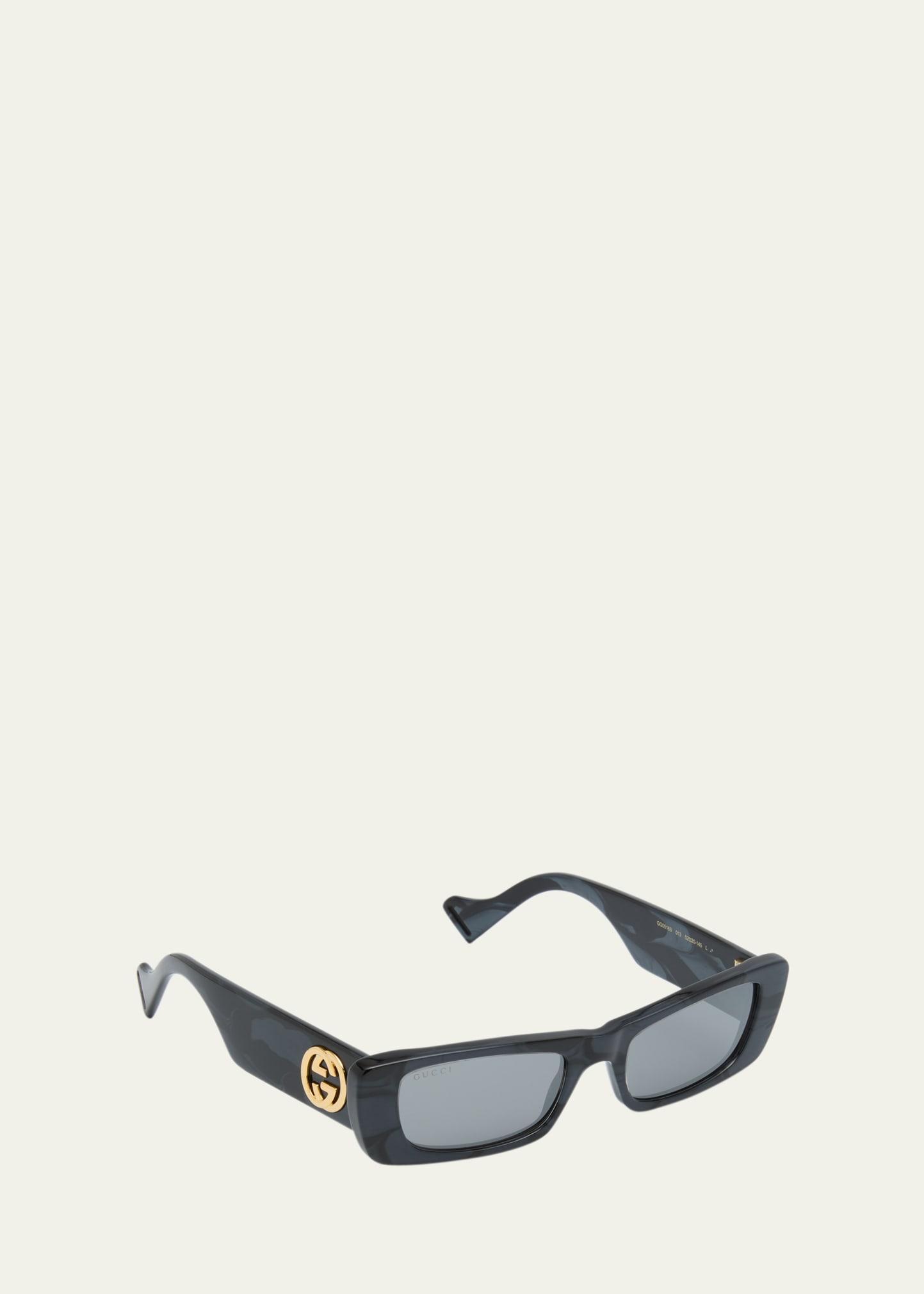 Monochromatic Rectangle Sunglasses w/ Interlocking G Temples Product Image