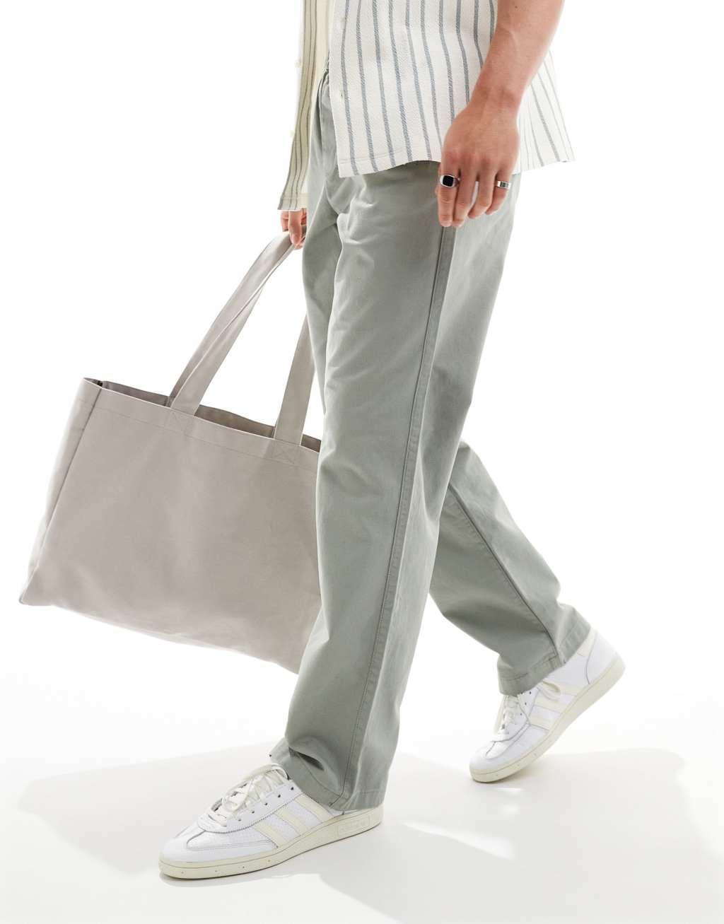 ASOS DESIGN relaxed fit pull on pants in sage green Product Image