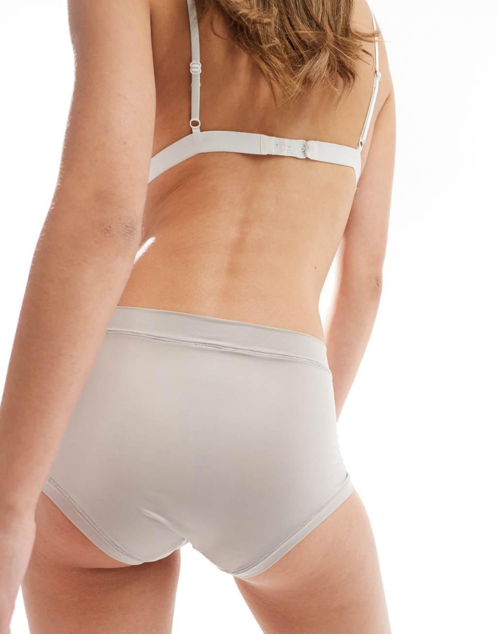 ASOS DESIGN Bella 2 pack super soft high waist shortie in gray Product Image