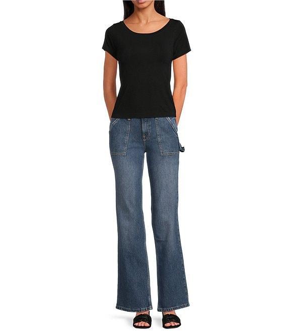 Good American Good Icon Mid-Rise Straight Carpenter Jeans Product Image