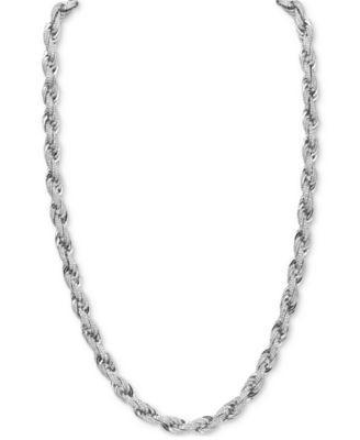 Mens Cubic Zirconia Rope Link 22 Chain Necklace in Sterling Silver, Created for Macys Product Image