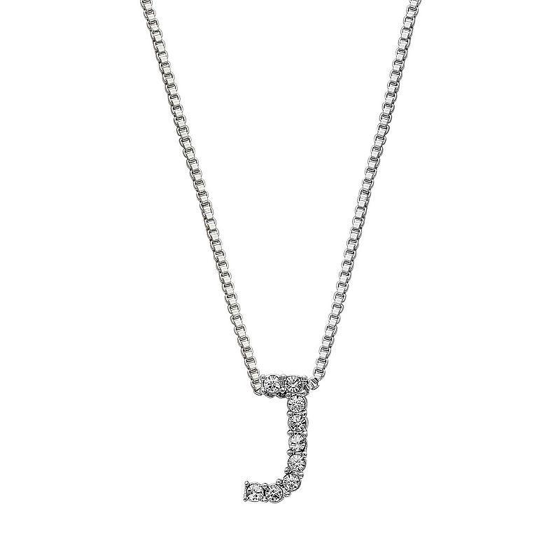 Brilliance Silver Plated Crystal Initial Pendant, Women's, Size: 18", Silver Tone G Product Image