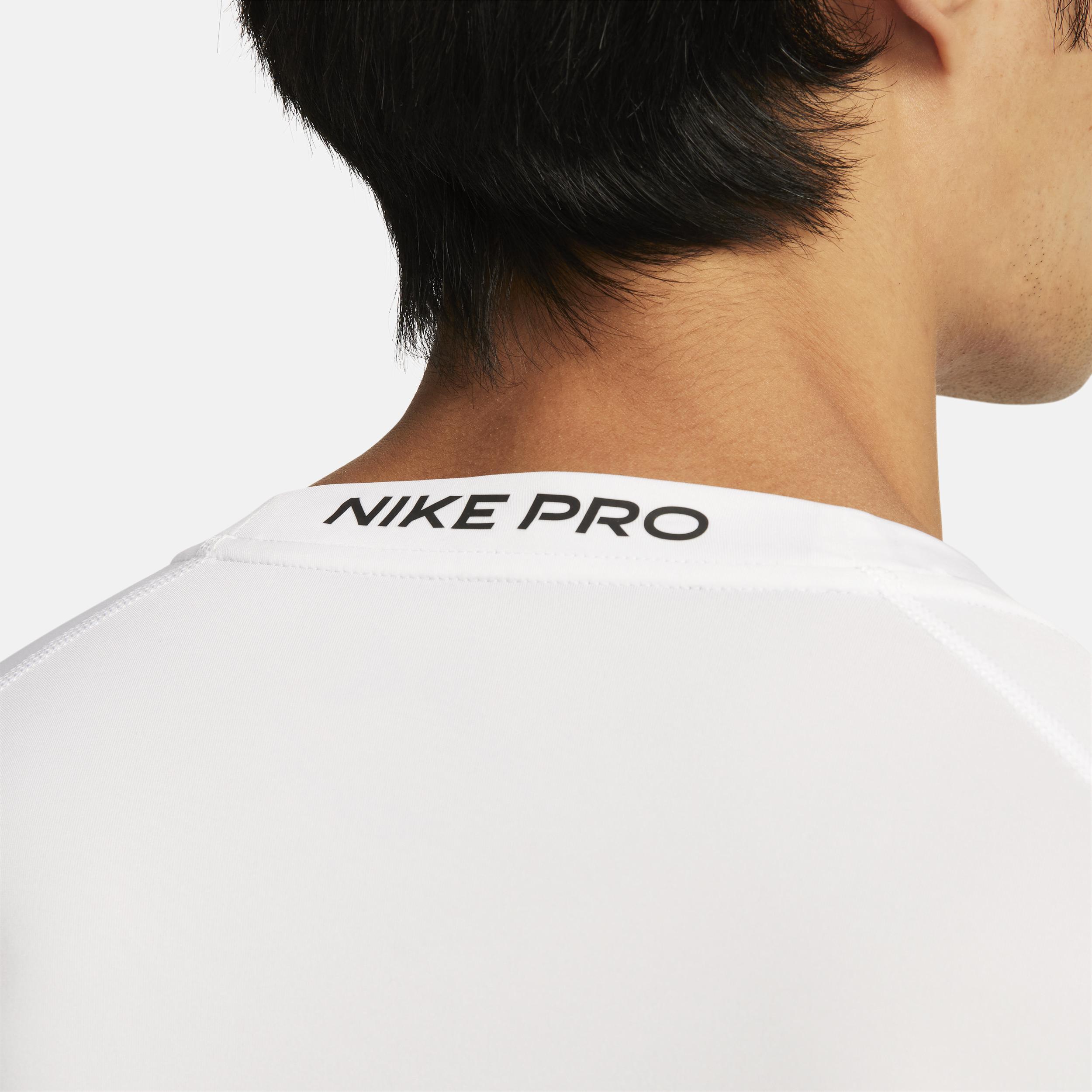 Nike Men's Pro Dri-FIT Tight Short-Sleeve Fitness Top in White/White Size XL Polyester/Spandex/Knit Product Image