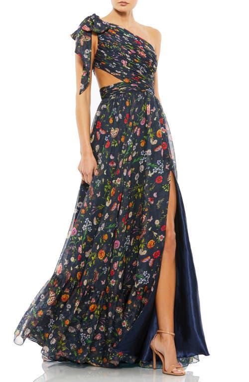 Womens One-Shoulder Cut-Out Gown Product Image