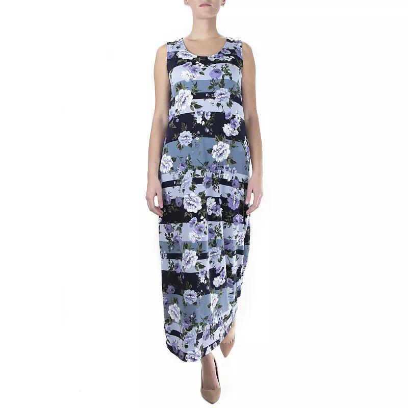 Women's Nina Leonard Print Maxi Dress, Size: Medium, Navy Ice Blue Team Product Image