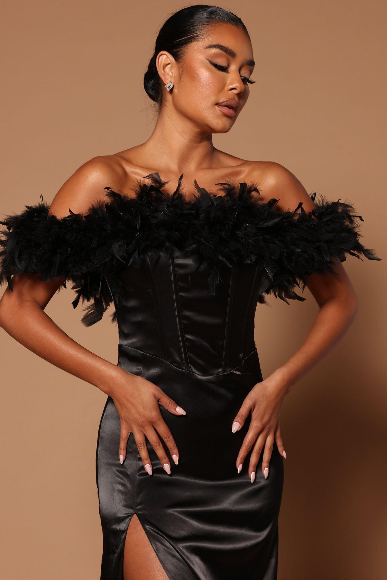 Hanalei Feather Maxi Dress - Black Product Image