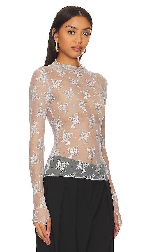 Free People Lady Lux Jacquard Sheer Mock Neck Long Sleeve Layering Top Product Image