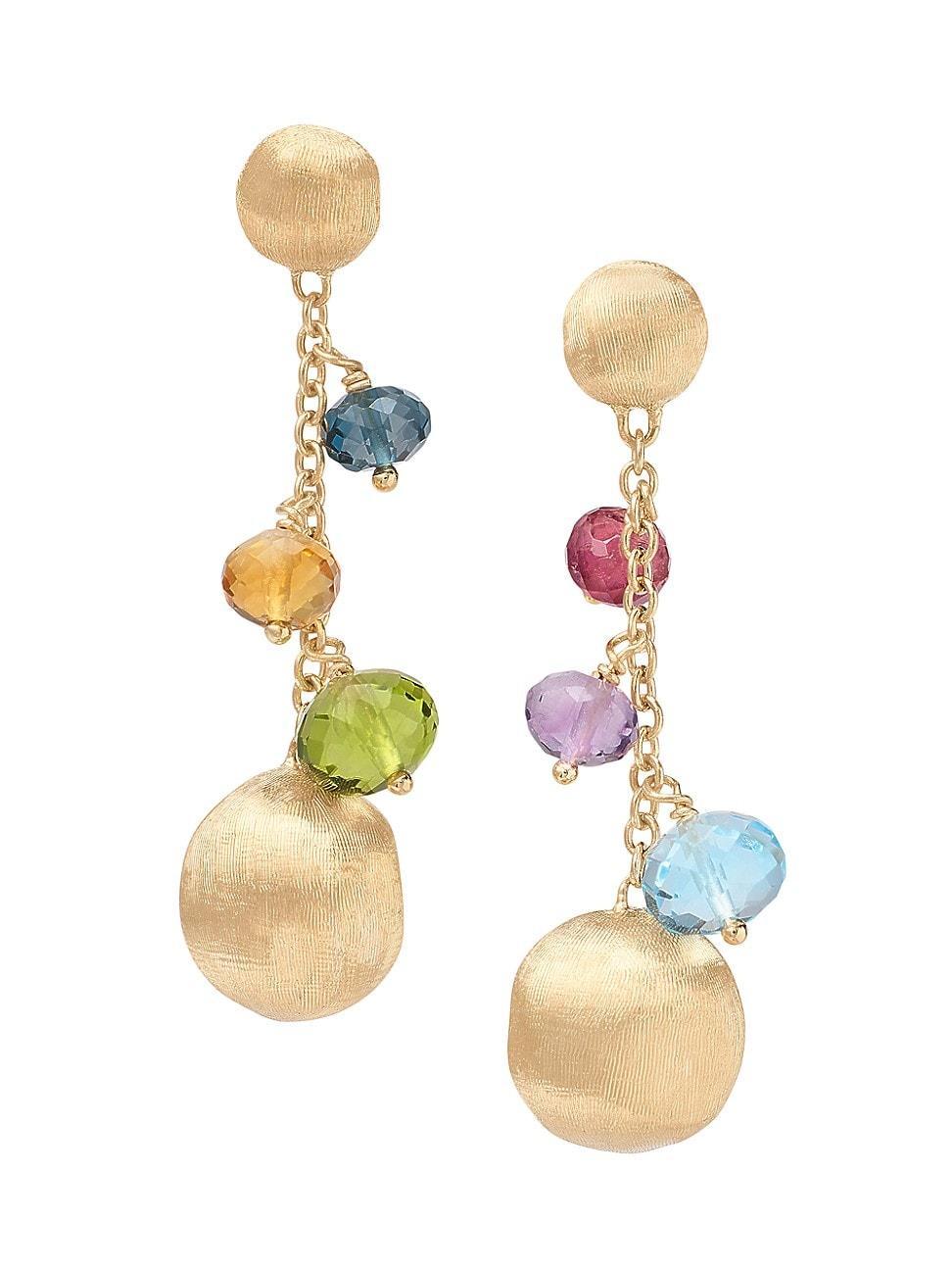 Womens Africa 18K Yellow Gold & Multi-Gemstone Drop Earrings Product Image