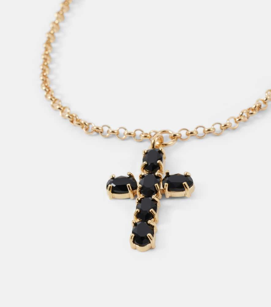 DOLCE & GABBANA Cross Crystal-embellished Bracelet In Gold/black Product Image