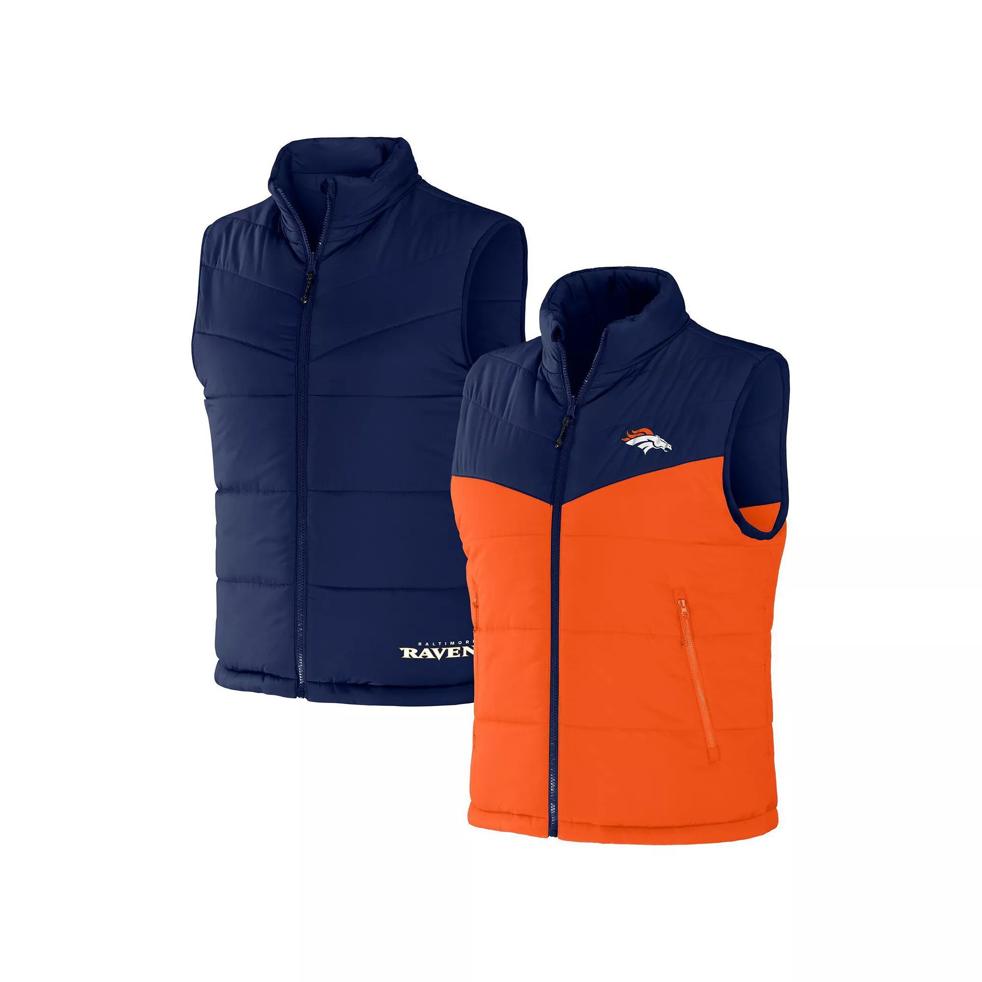Men's NFL x Darius Rucker Collection by Fanatics Navy Denver Broncos Colorblocked Full-Zip Vest, Size: XL, Blue Product Image