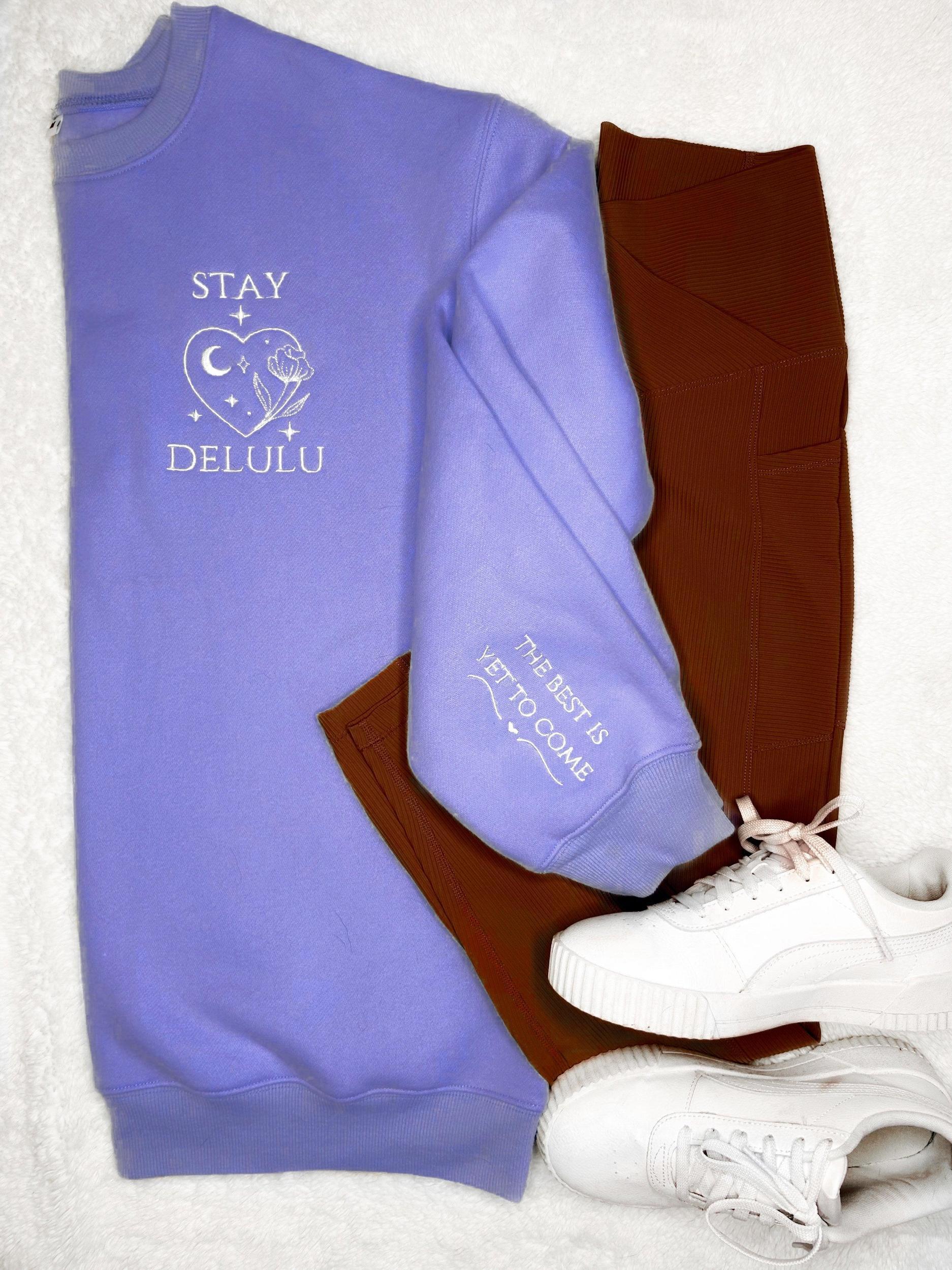 “Stay Delulu” Spring Scuba Sweatshirt Product Image