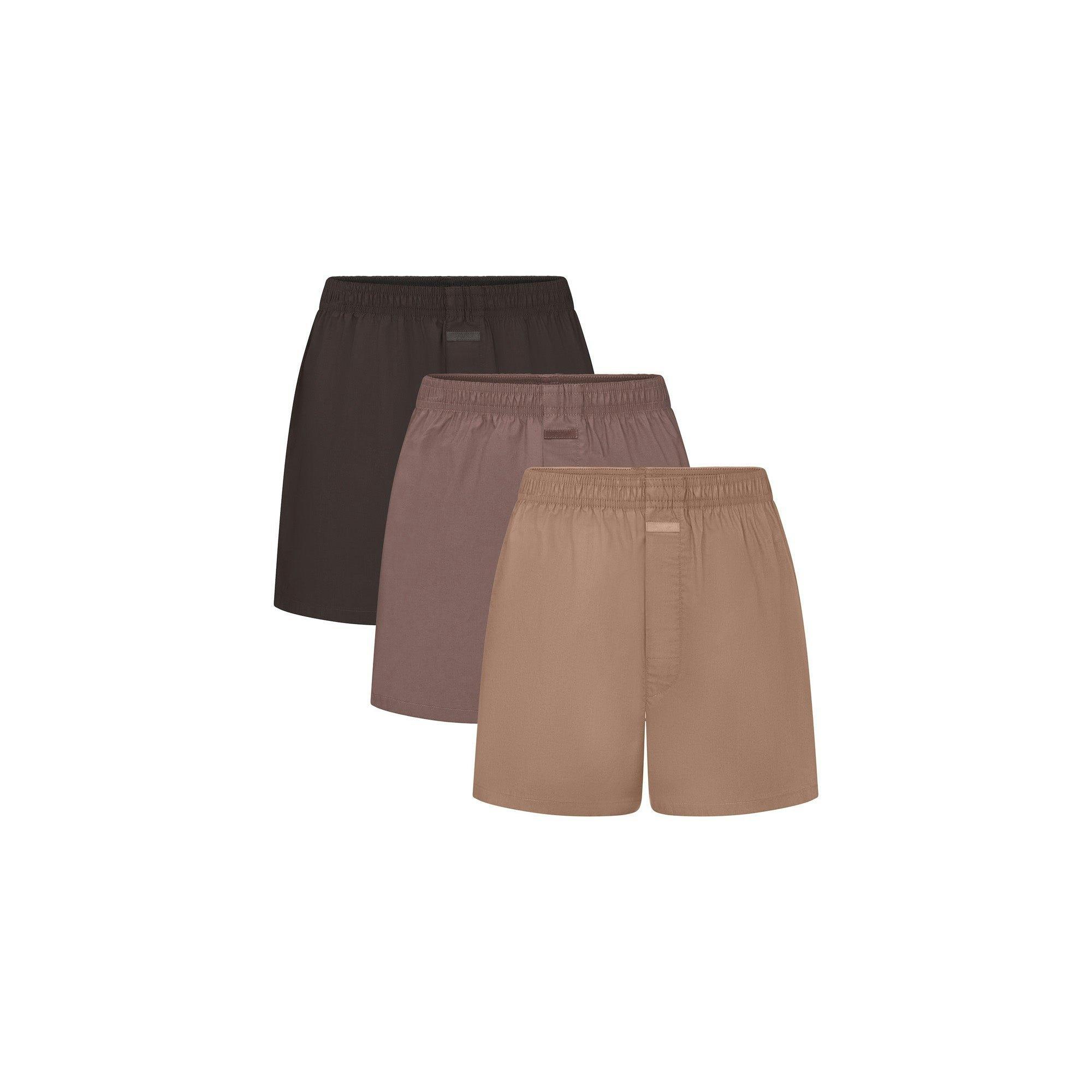 COTTON POPLIN MENS BOXER 3-PACK | UMBER MULTI Product Image