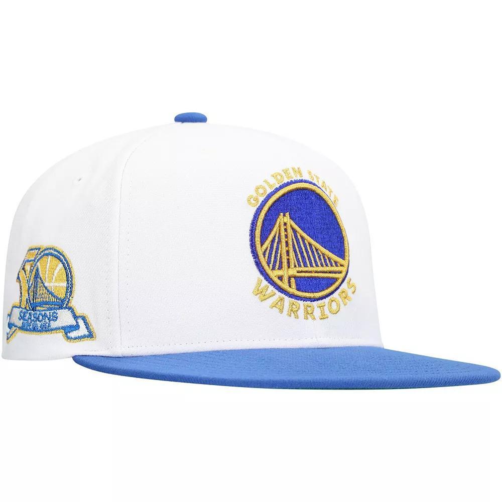 Men's Mitchell & Ness White Golden State Warriors  Soul Logo Shine 2-Tone Snapback Hat Product Image