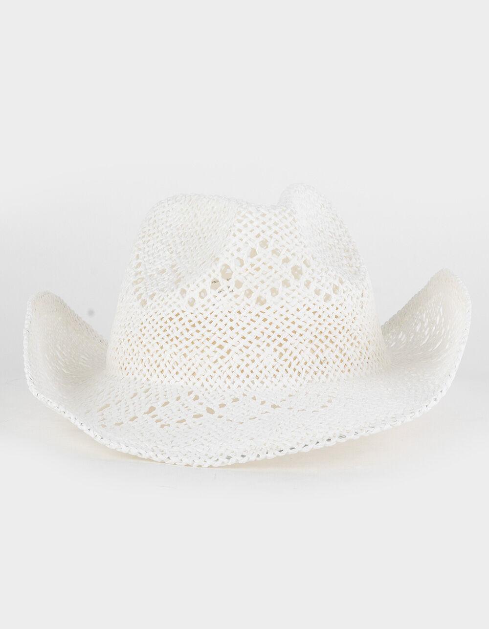 Womens Straw Cowboy Hat - WHITE Product Image