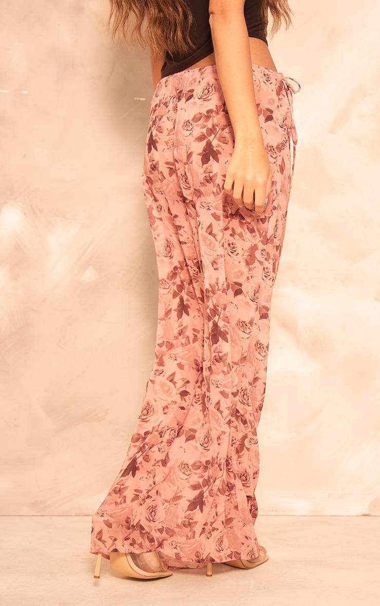 Mocha Rose Print Chiffon Tie Side Maxi Skirt Product Image