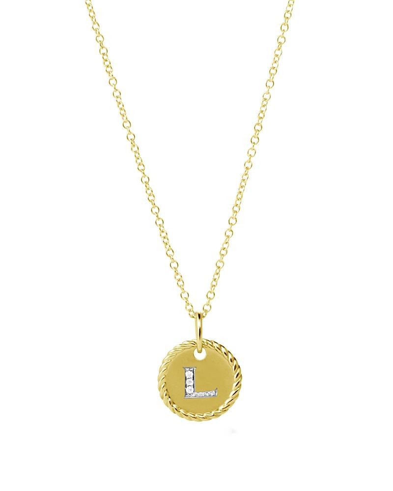 David Yurman Cable Collectibles Initial Pendant with Diamonds in Gold on Chain, 16-18 Product Image
