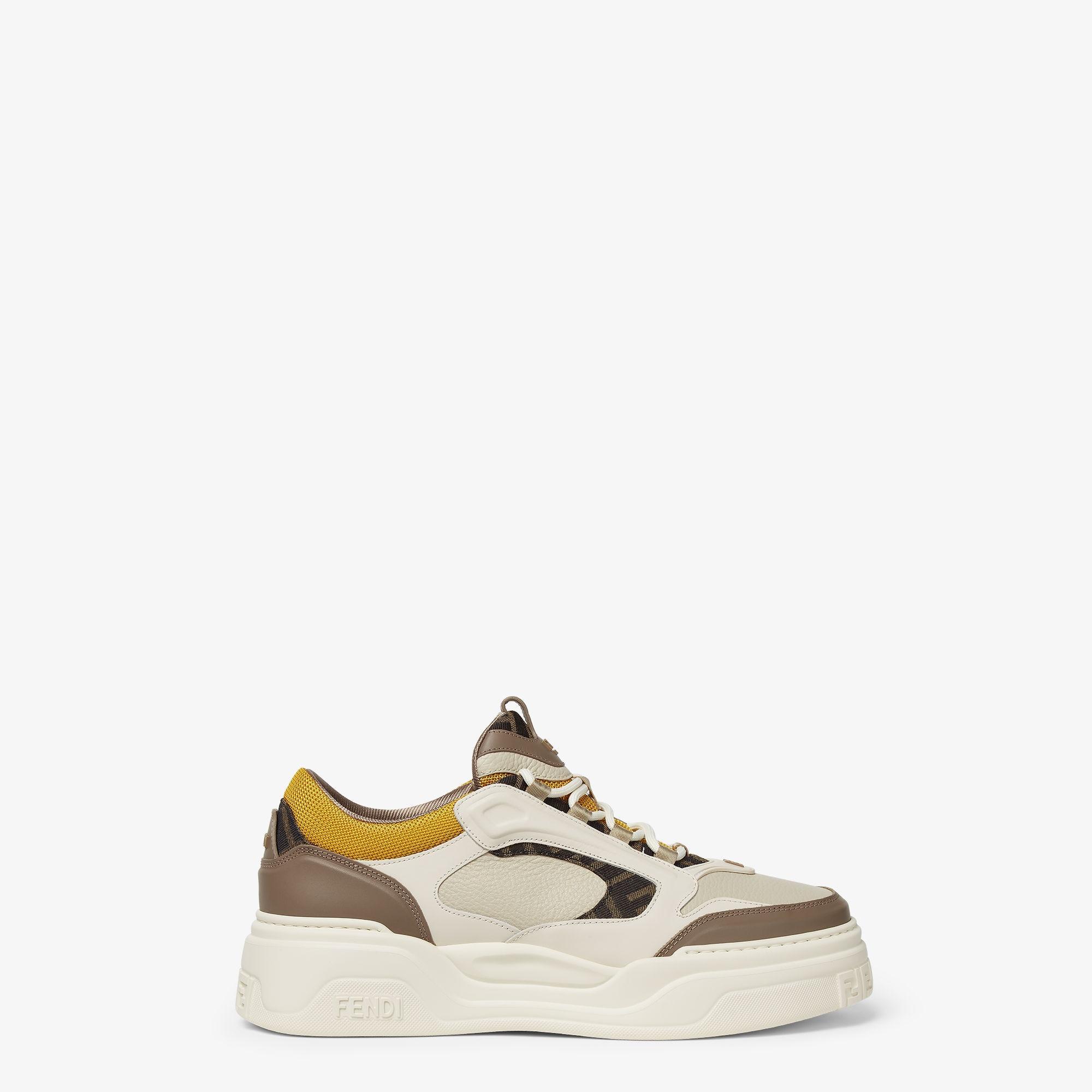 Fendi Force sneakersWhite, brown and yellow leather low-tops Product Image