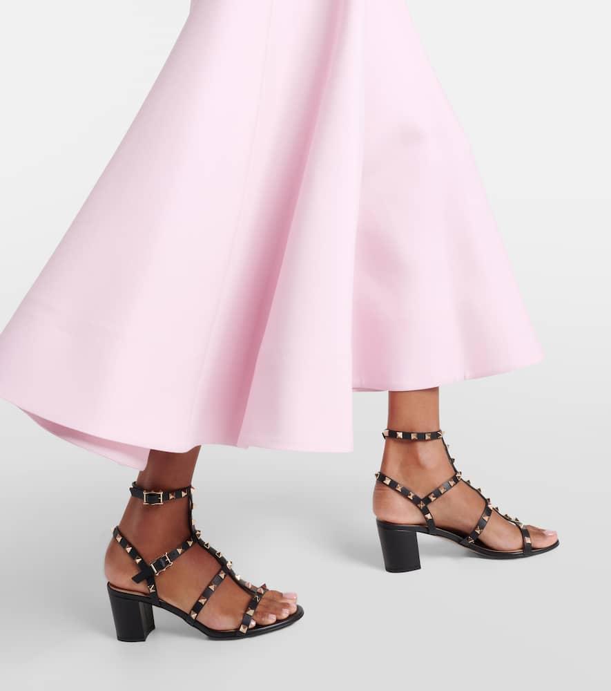 VALENTINO GARAVANI Valentino Rockstud Caged 90 Leather Ankle Strap Sandal In Black Product Image