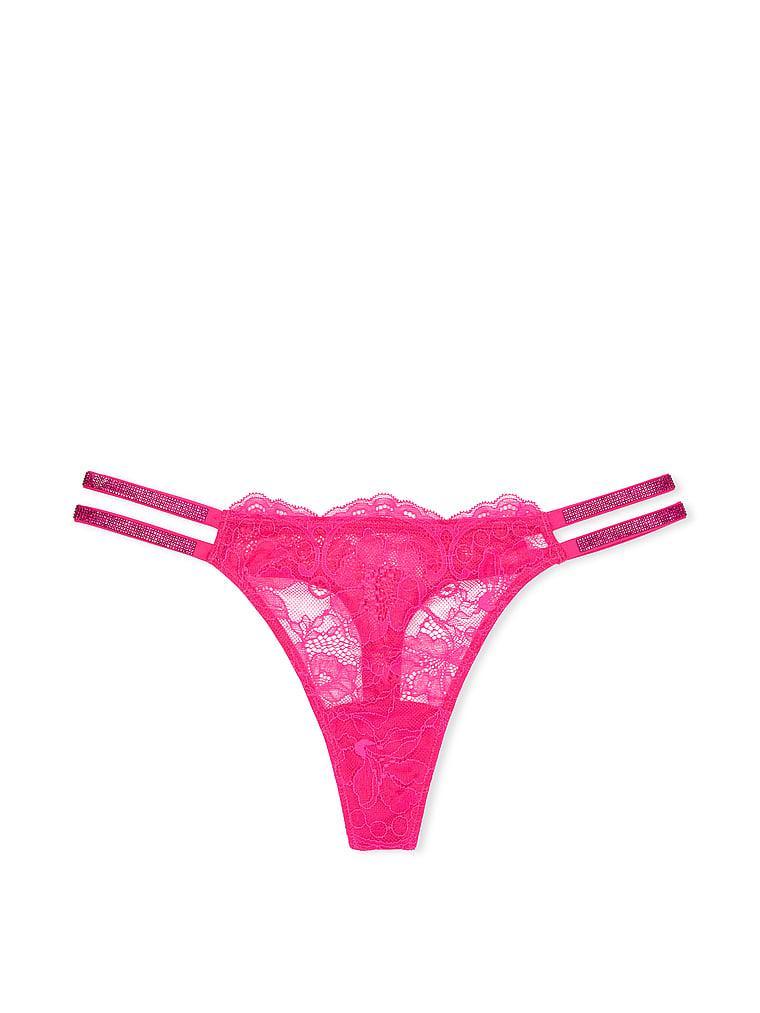 Double Shine Strap Lace Thong Panty Product Image
