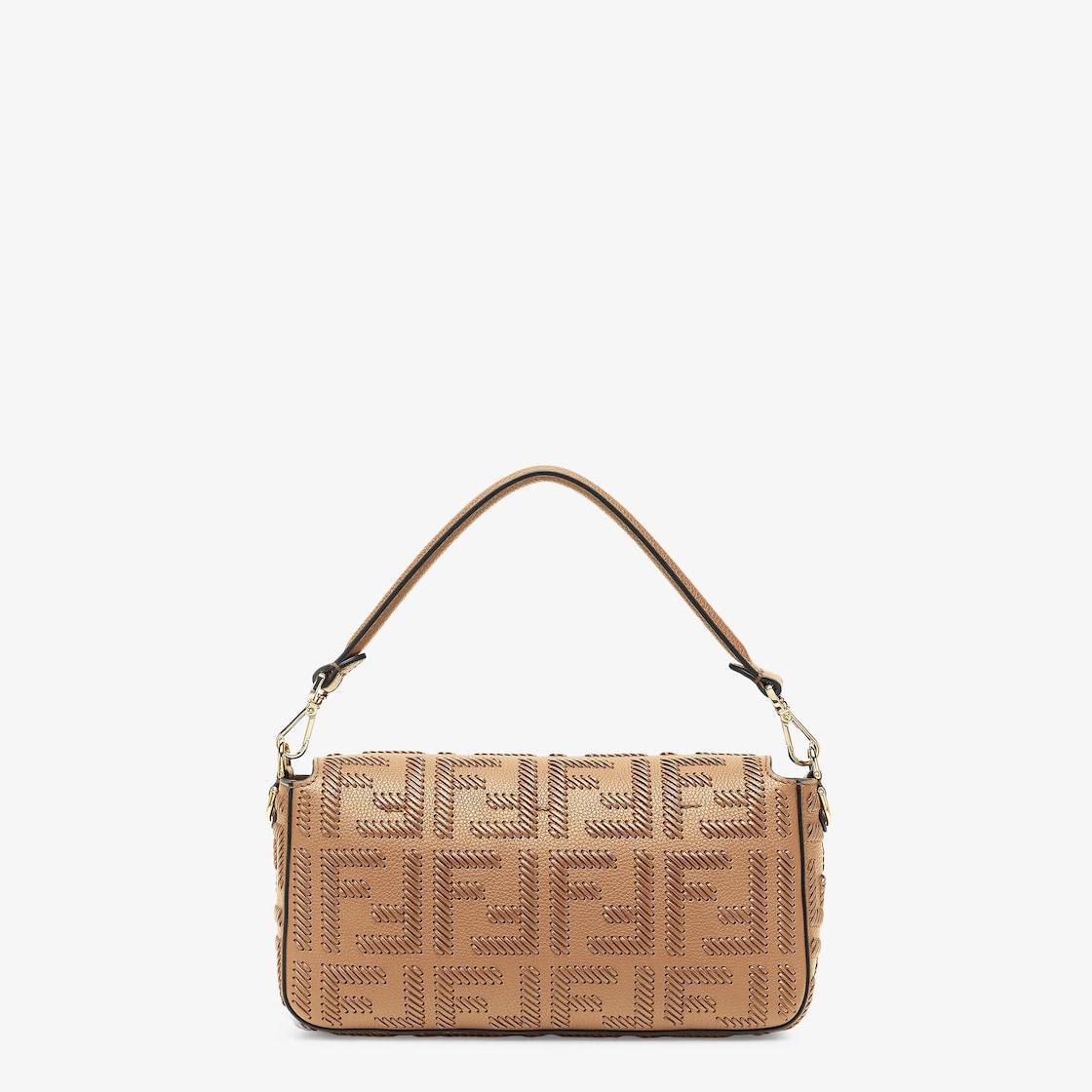 BaguetteCappuccino-colored leather bag with FF interlacing Product Image