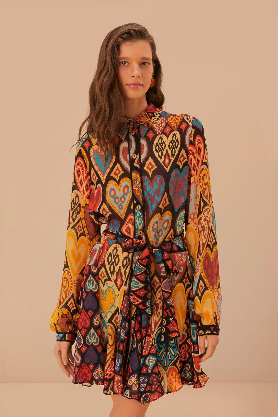Black Hearts Ikat Mini Dress, HEARTS IKAT BLACK / XXS Product Image