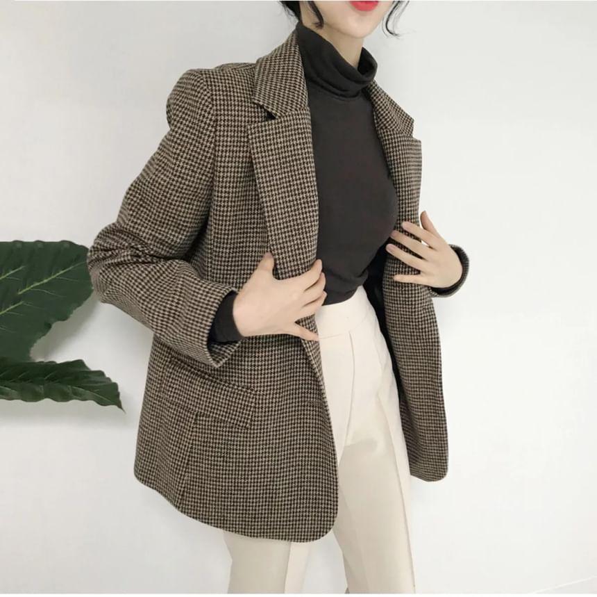 Houndstooth Single-Breasted Blazer Product Image