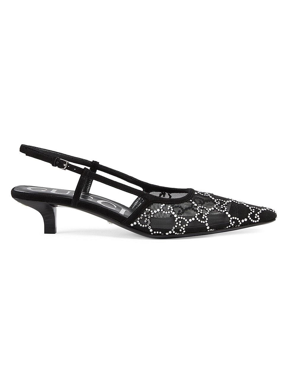 Tom Crystal GG Mesh Slingback Pumps Product Image