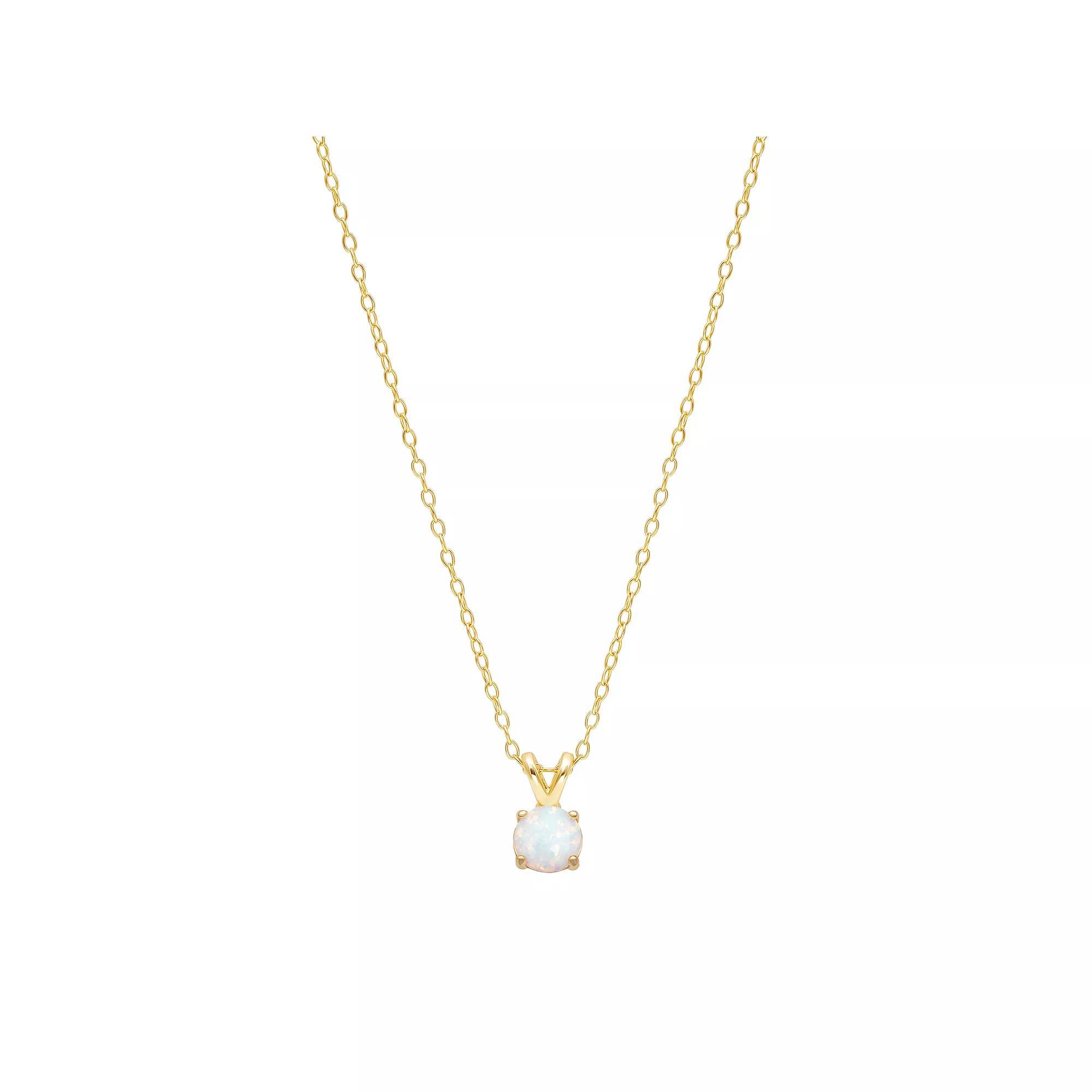 PRIMROSE Sterling Silver White Opal Solitaire Pendant Necklace, Women's, Size: 18", Gold Tone Opal Product Image