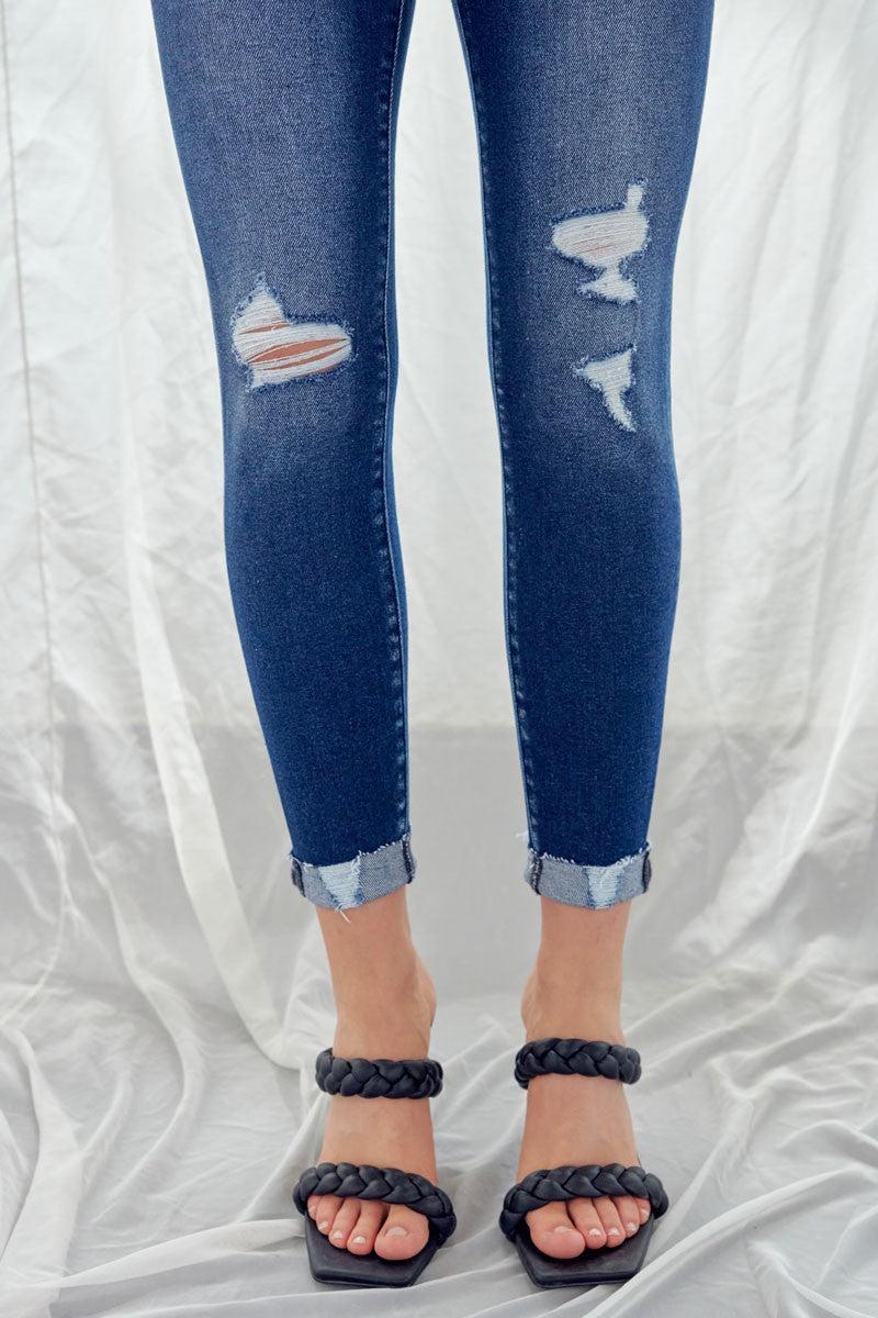 High Rise Button Fly Ankle Skinny Product Image