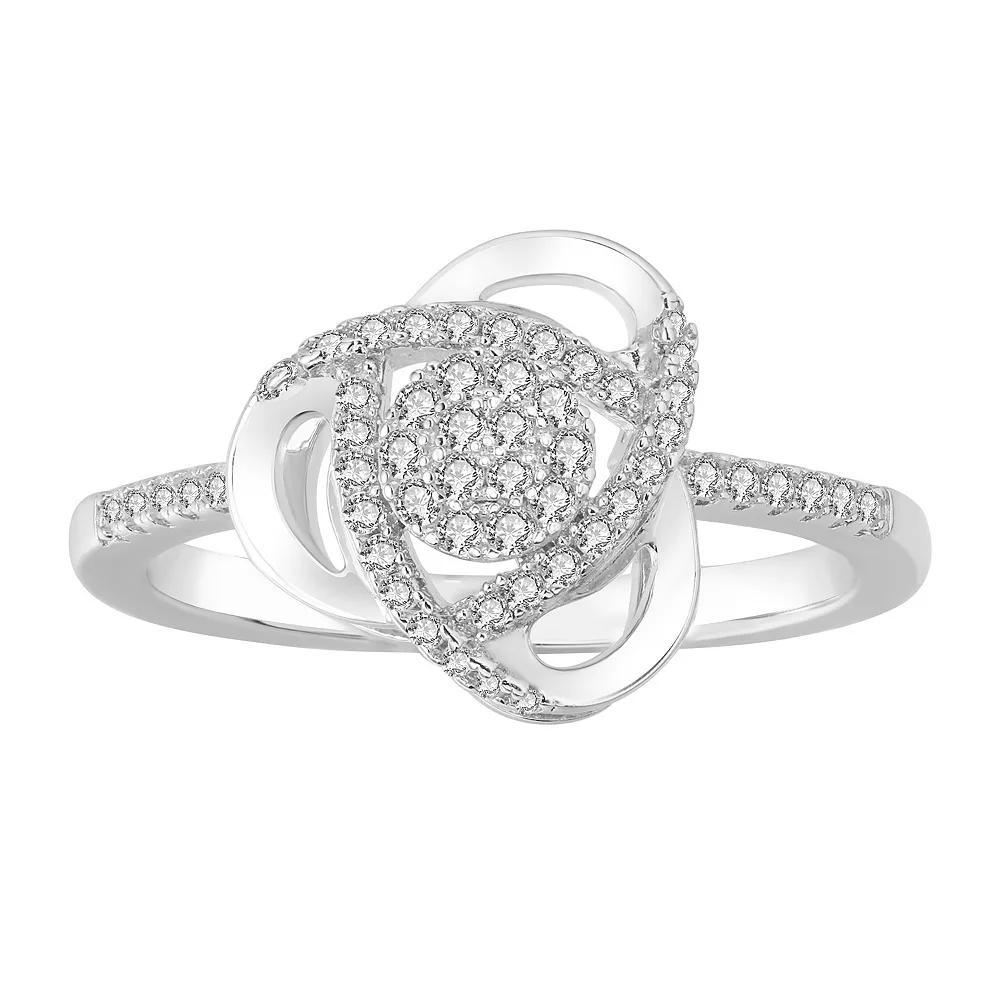Sterling Silver 1/4 Carat T.W. Diamond Knot Ring, Women's, Size: 6 Product Image