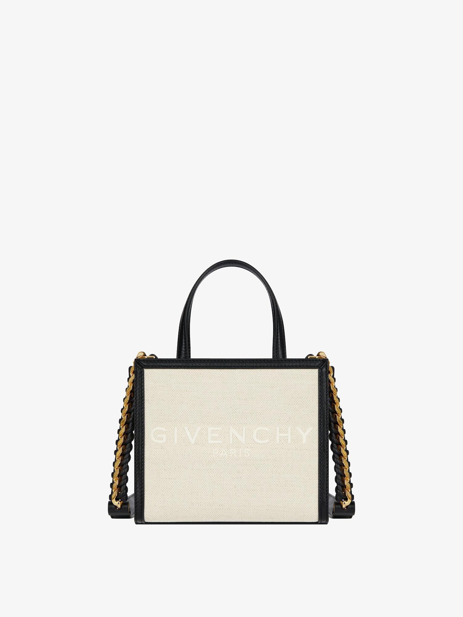 Mini G-Tote shopping bag in canvas and leather Product Image