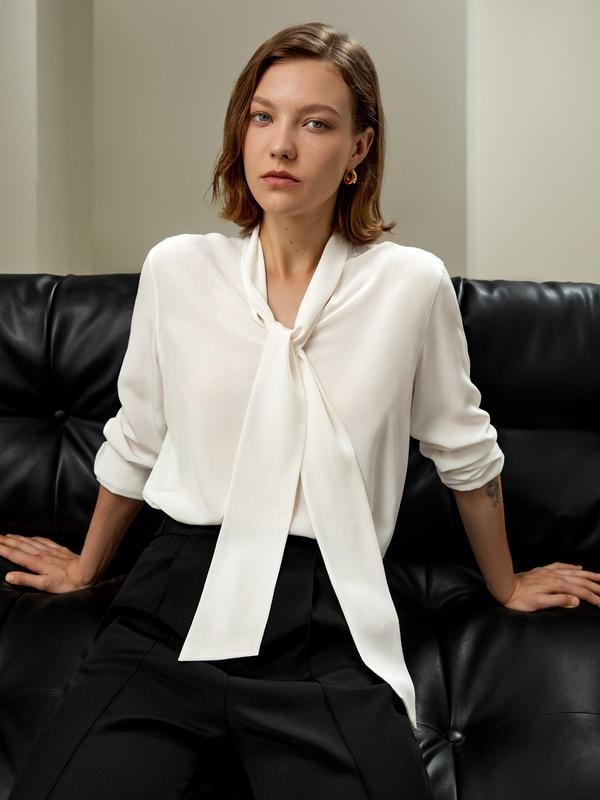 Silk Bowtie Blouse Product Image