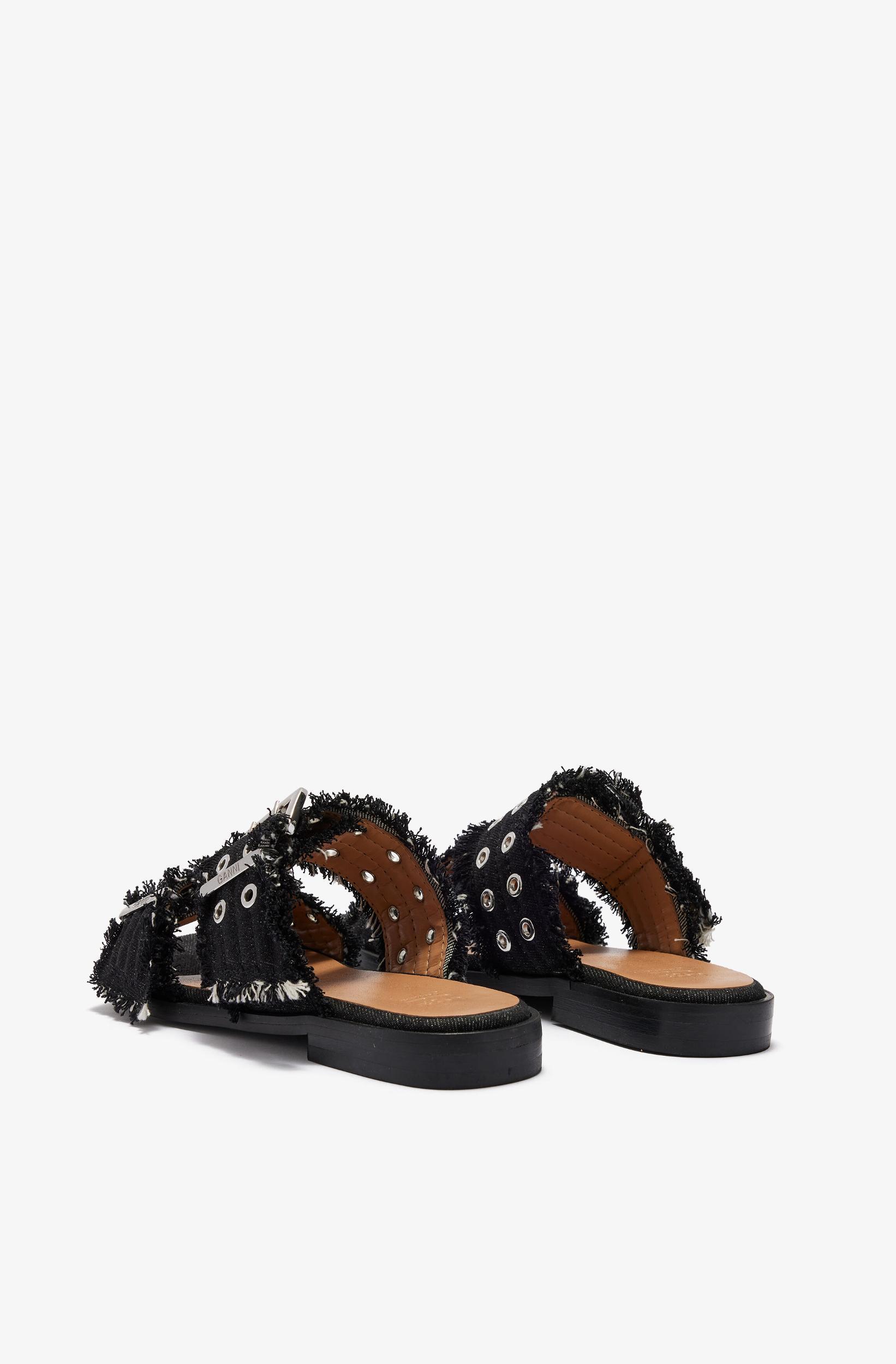 Denim Feminine Buckle Two-Strap Sandals Product Image