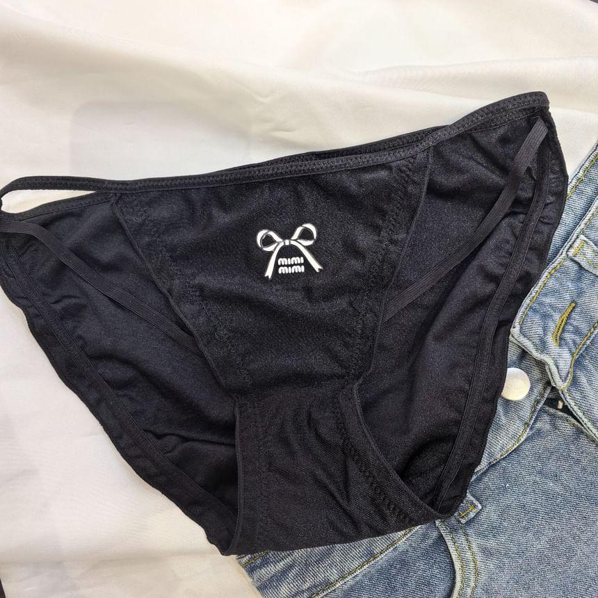 Lettering Bow Print Bikini Panties Product Image