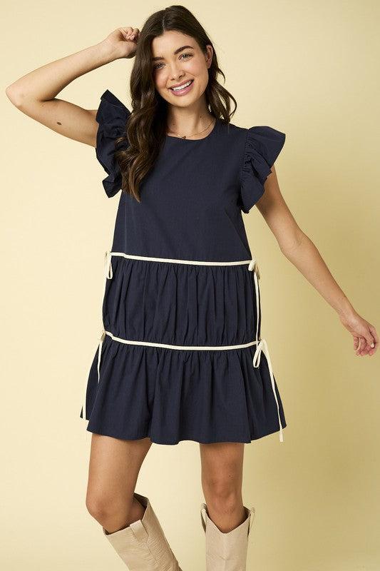 Erin Tiered Tie Detail Dress Product Image