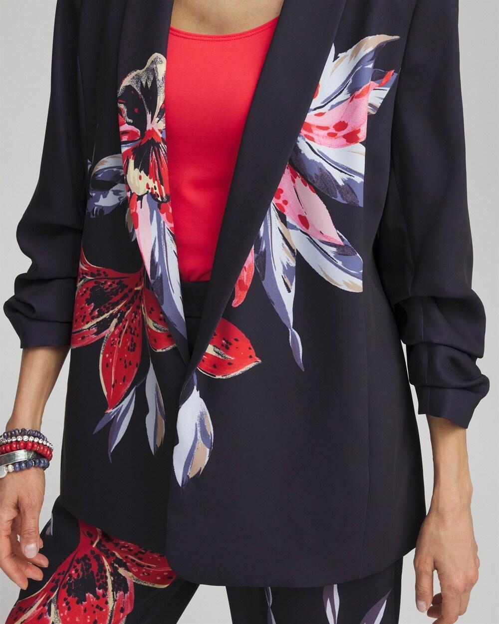 Floral Ruched Sleeve Soft Jacket Product Image