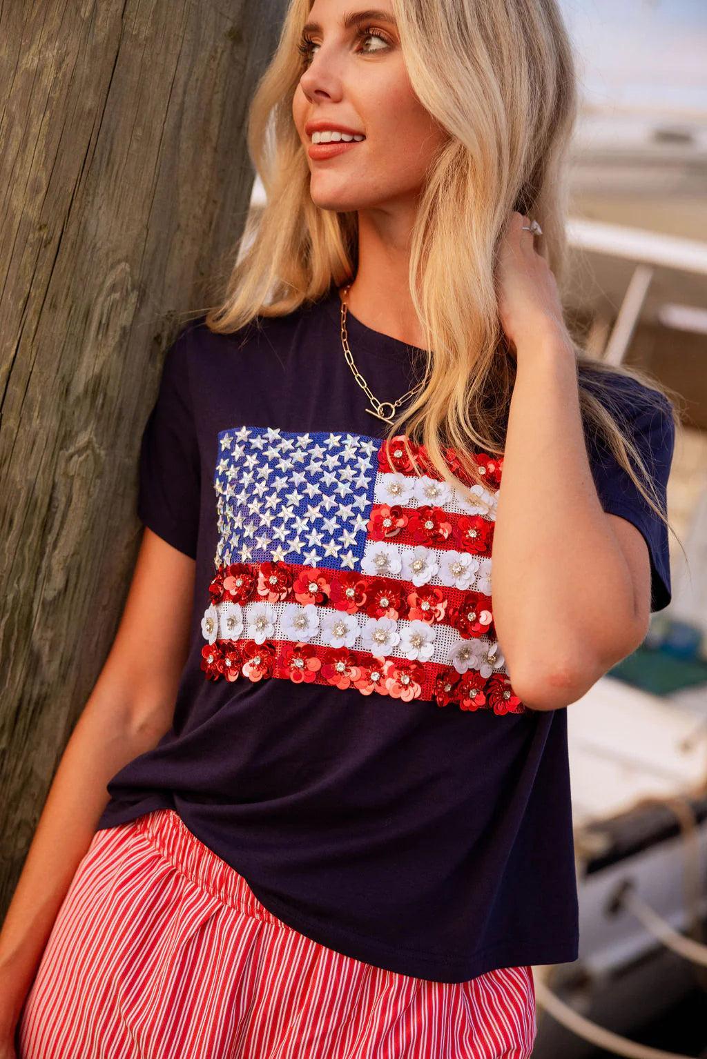 Flower American Flag Tee Product Image