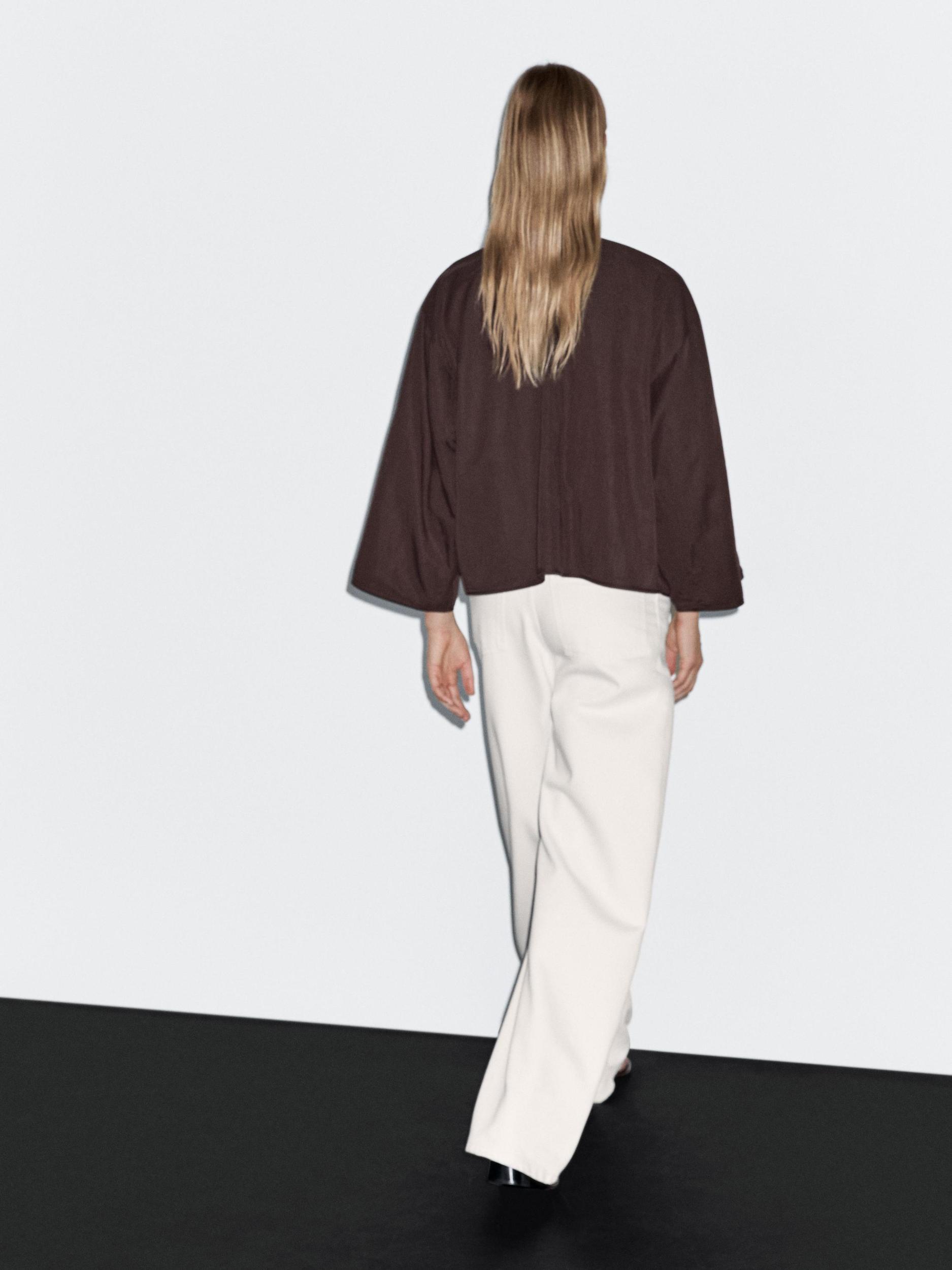 Cropped shirt with drawstring detail Product Image