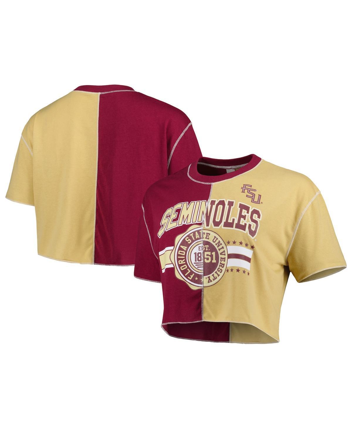 Women's ZooZatz Maroon/Gold Florida State Seminoles Colorblock Cropped T-Shirt, Size: XS, Red Product Image