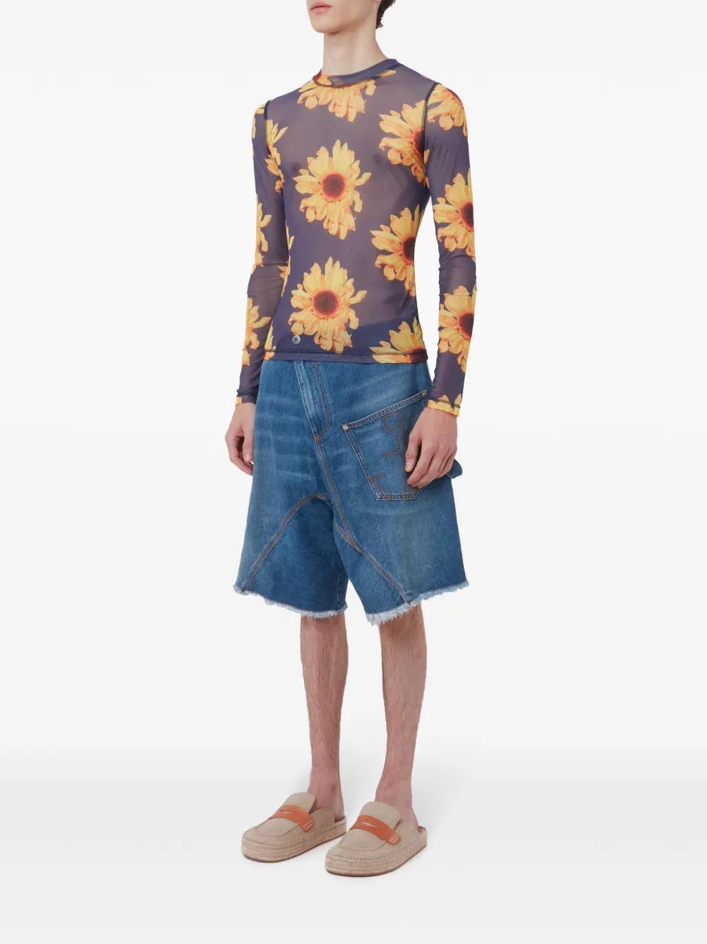 JW ANDERSON Floral-print Sheer Top In Blue Product Image