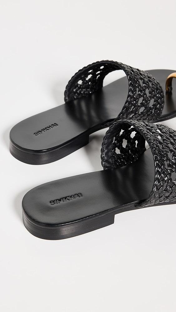 SIMKHAI Ariana Woven Leather Sandals with Metal Toe Ring | Shopbop Product Image