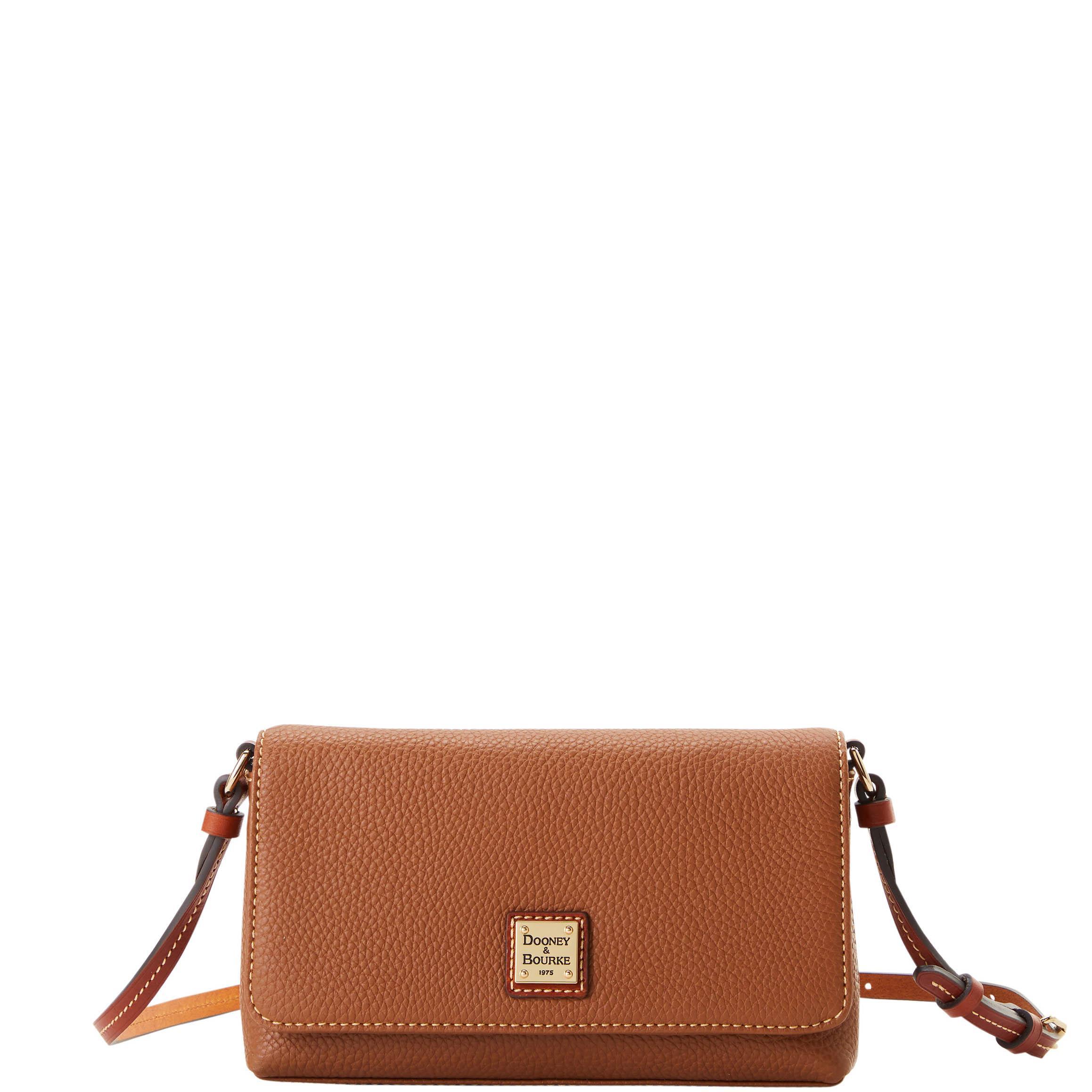 Dooney & Bourke Womens Pebble Grain Becca Crossbody Leather Shoulder Bag in Caramel Product Image