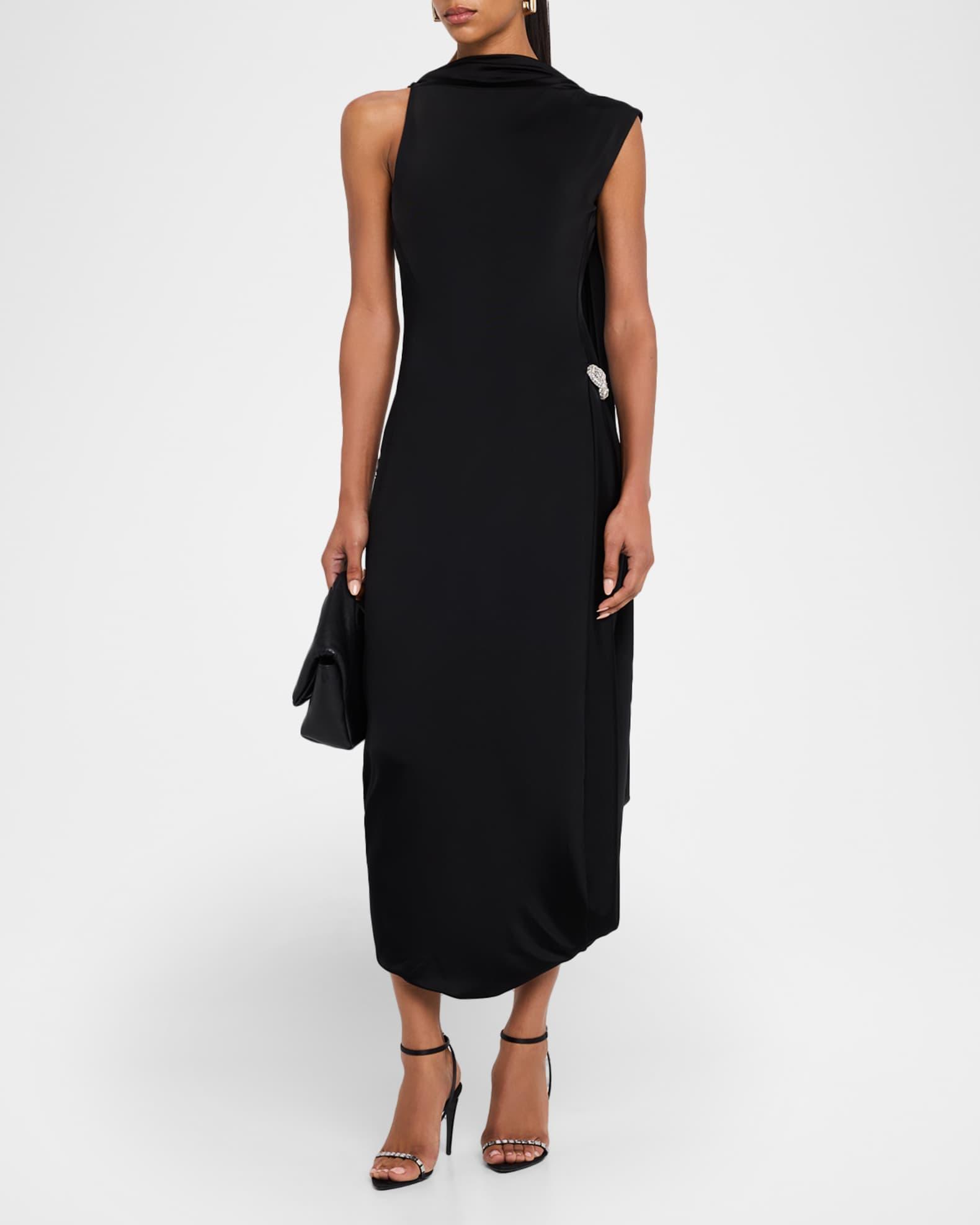 Sleeveless Twisted Drape Backless Midi Dress Product Image