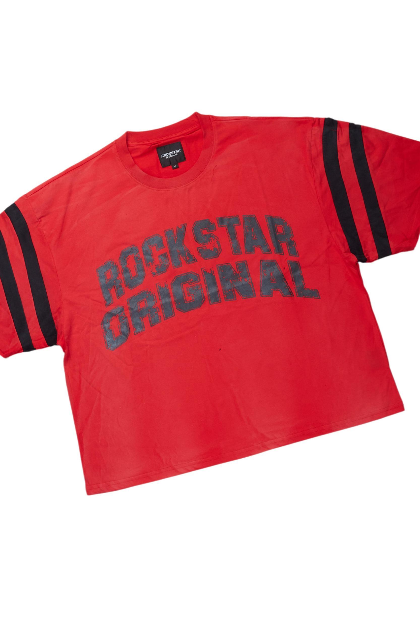 Tumo Red Crop Boxy Tee Short Set Male Product Image